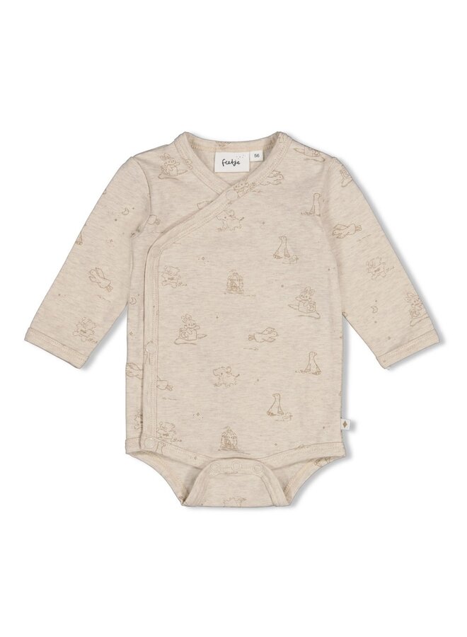 Wikkelromper AOP - The cuddle company - Taupe melange