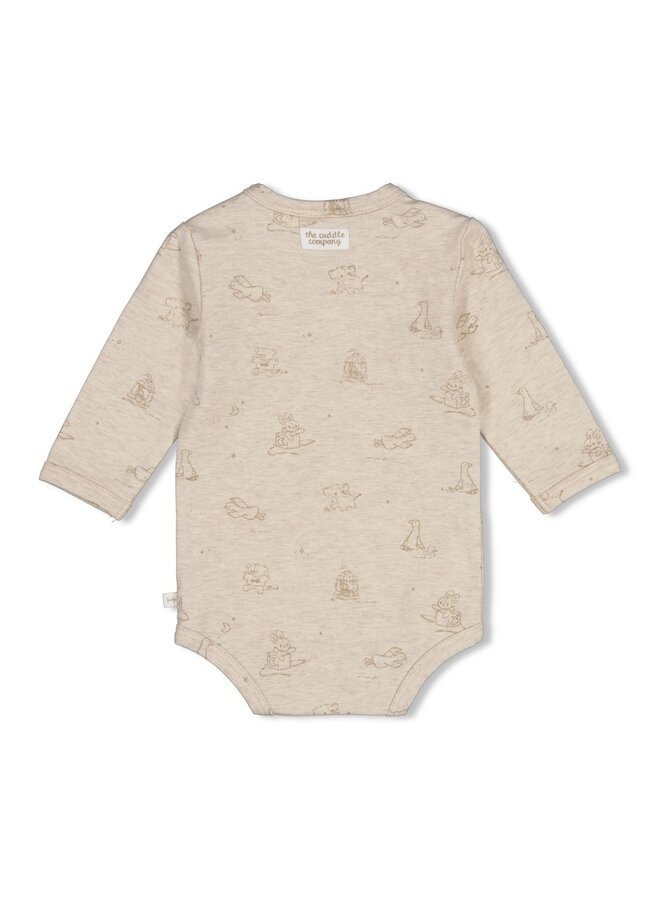 Feetje - Wikkelromper AOP - The cuddle company - Taupe melange