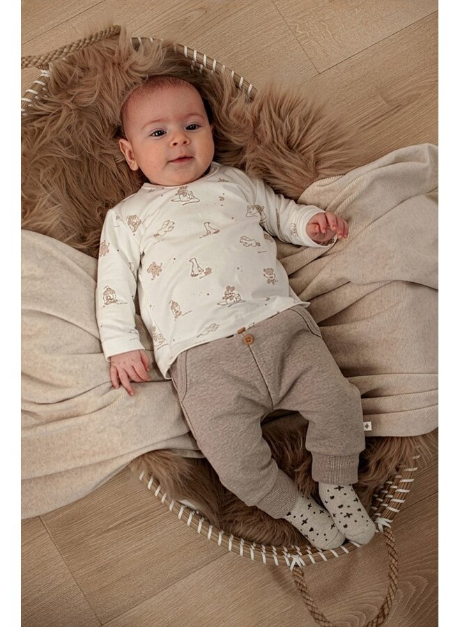 Feetje - Broek - The cuddle company - Bruin melange