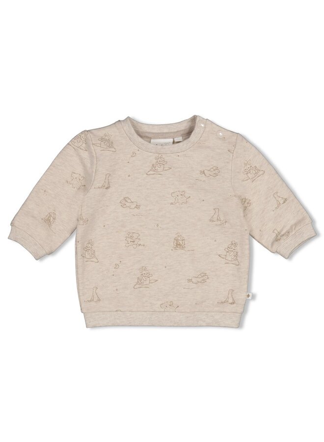 Feetje - Sweater AOP - The cuddle company - Taupe melange