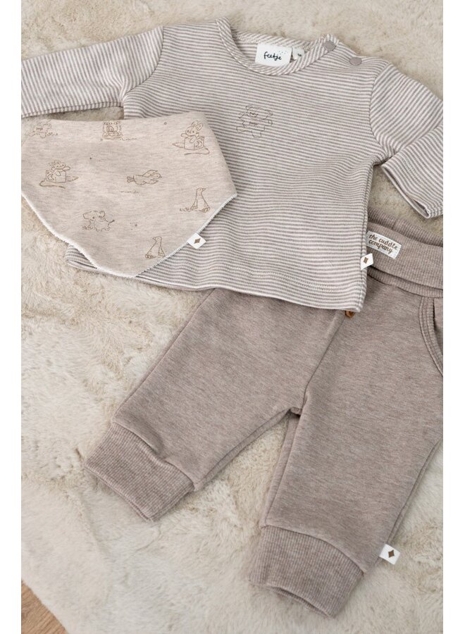 Feetje - Longsleeve streep - The cuddle company - Bruin melange