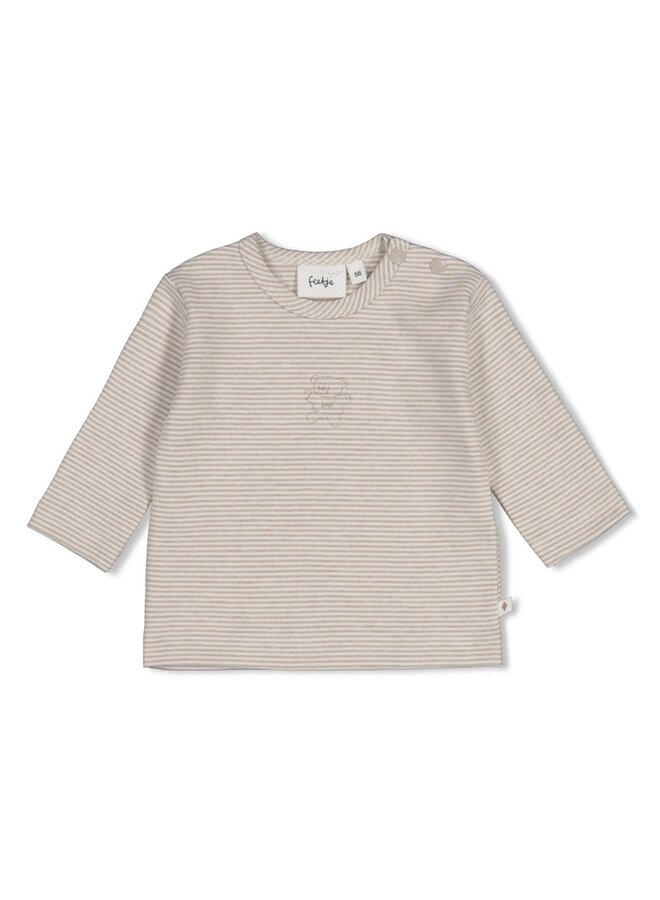 Feetje - Longsleeve streep - The cuddle company - Bruin melange