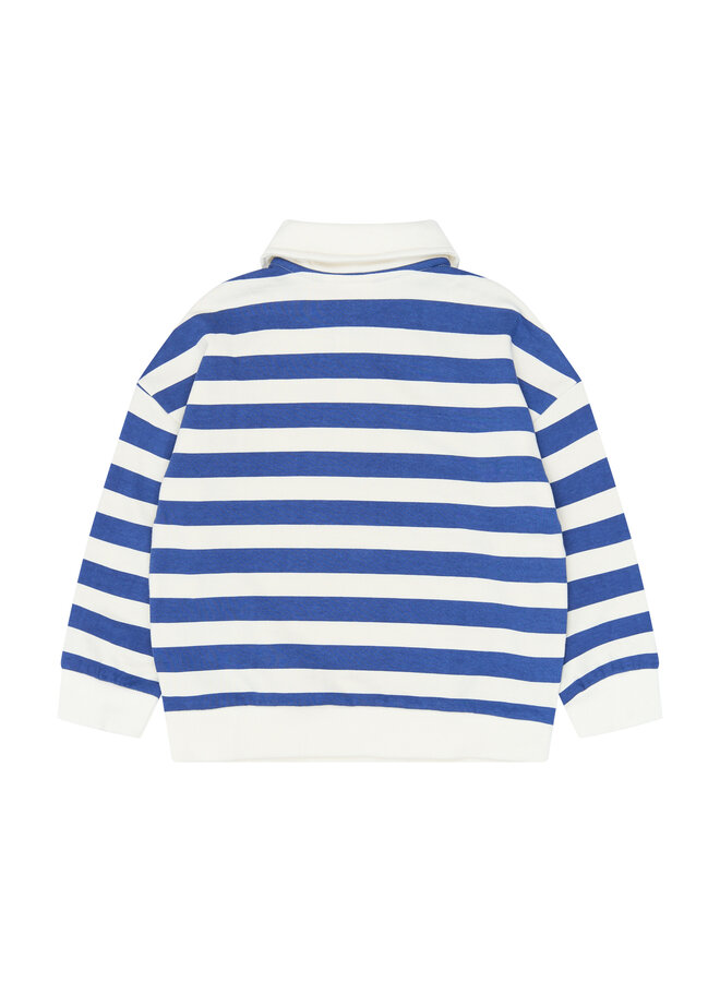 The New - Vidar oversized polo sweatshirt - Mazarine blue striped