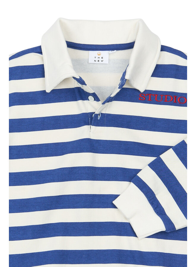 The New - Vidar oversized polo sweatshirt - Mazarine blue striped