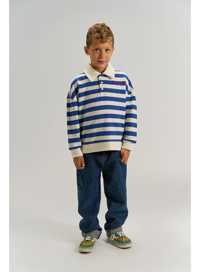 The New - Vidar oversized polo sweatshirt - Mazarine blue striped