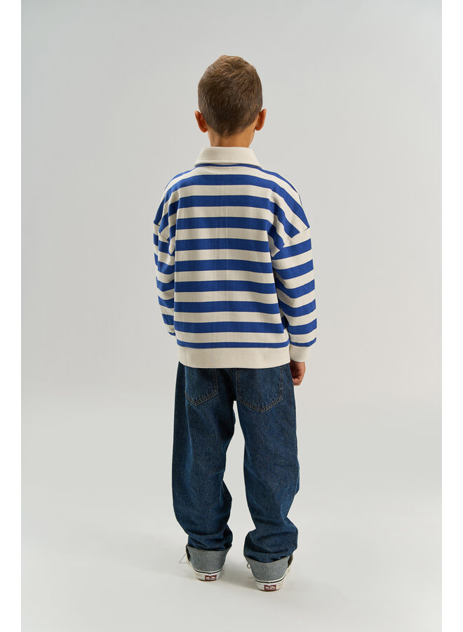 The New - Vidar oversized polo sweatshirt - Mazarine blue striped