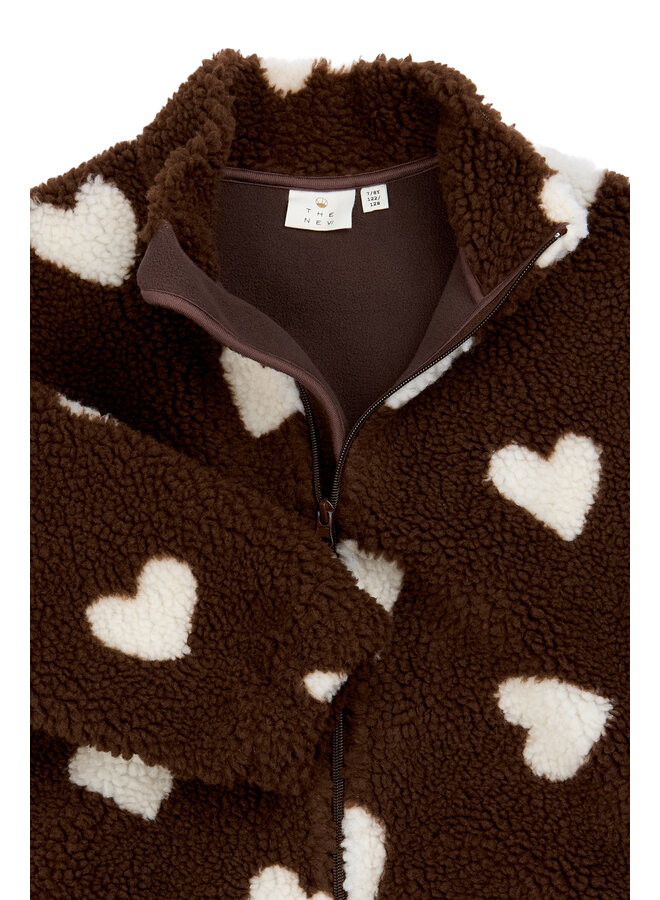 The New - Unita oversized teddy jacket - Chestnut AOP