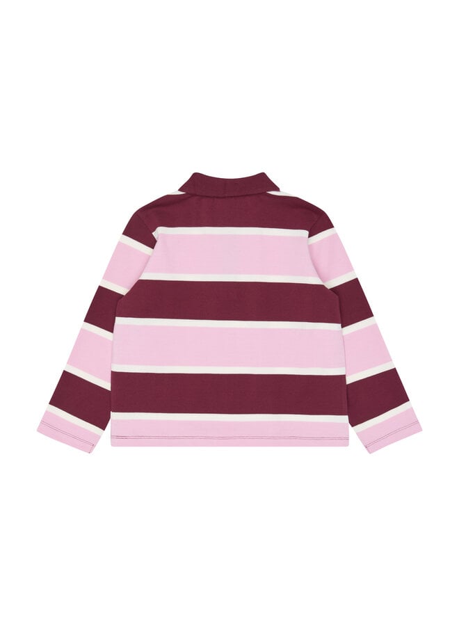 The New - Vidette oversized pique polo - Burgundy striped