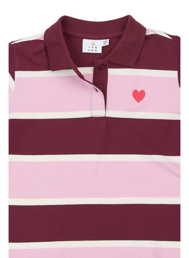 The New - Vidette oversized pique polo - Burgundy striped