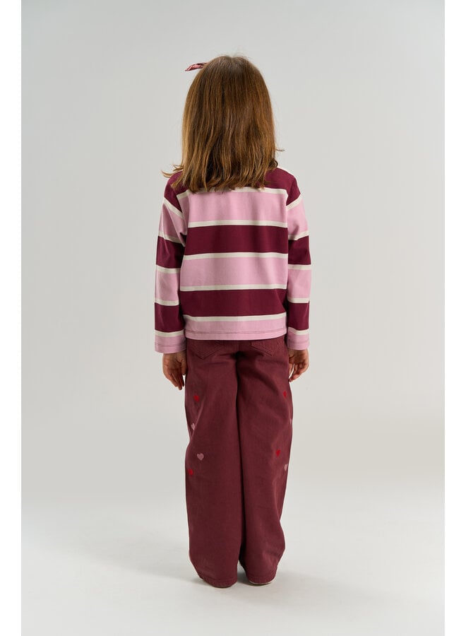The New - Vidette oversized pique polo - Burgundy striped