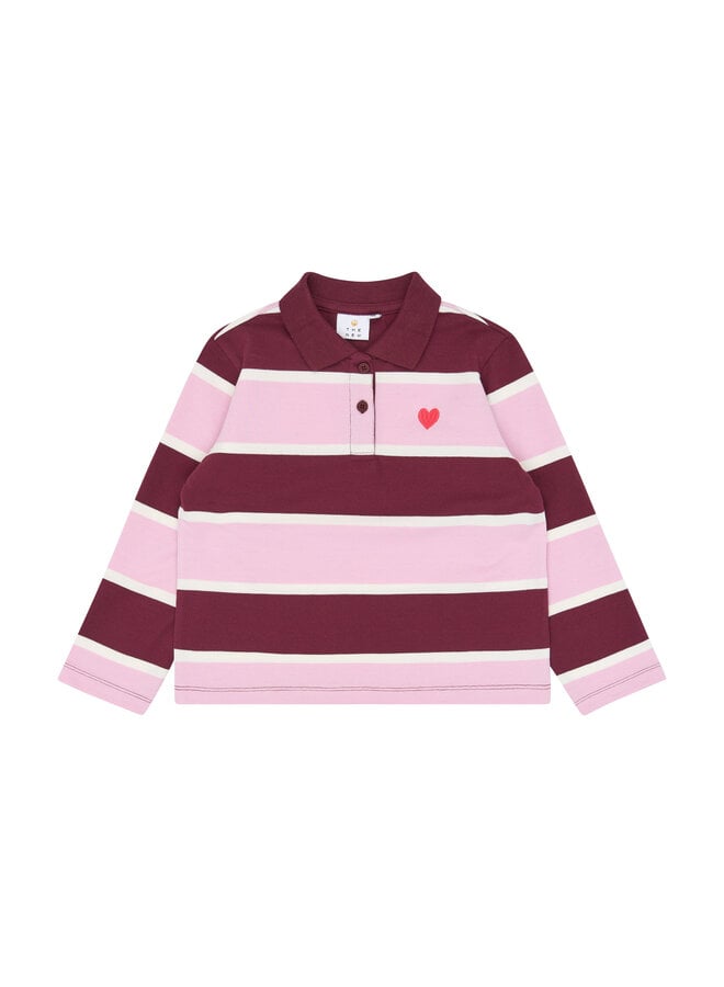 Vidette oversized pique polo - Burgundy striped