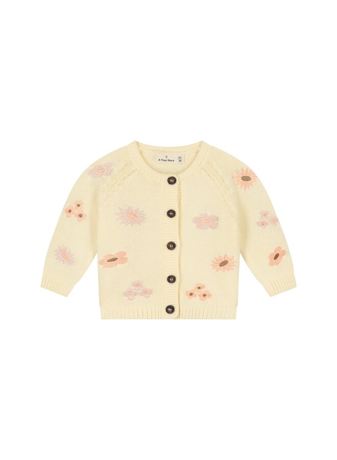 A Tiny Story - Baby cardigan flower - Ivory