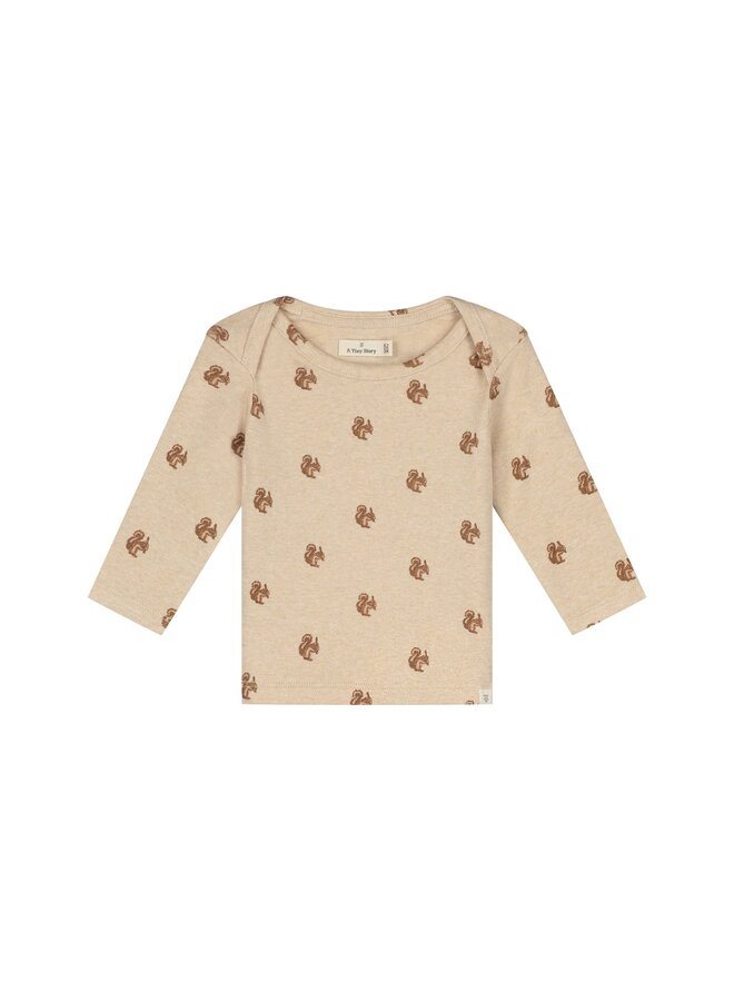 Baby t-shirt long sleeve squirrel - Beige melange