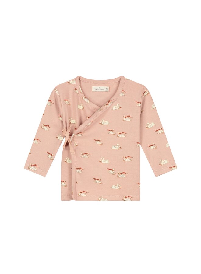 Baby t-shirt long sleeve swan - Old pink