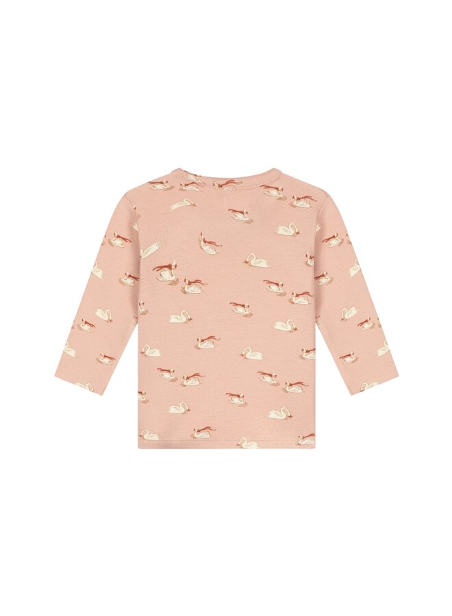 A Tiny Story - Baby t-shirt long sleeve swan - Old pink