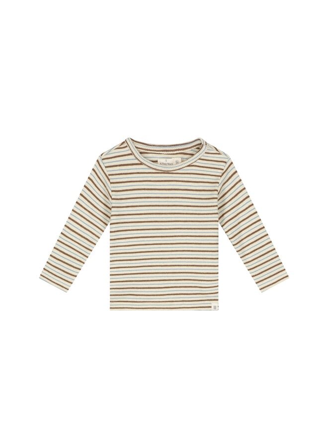 Baby t-shirt long sleeve stripes - Ivory