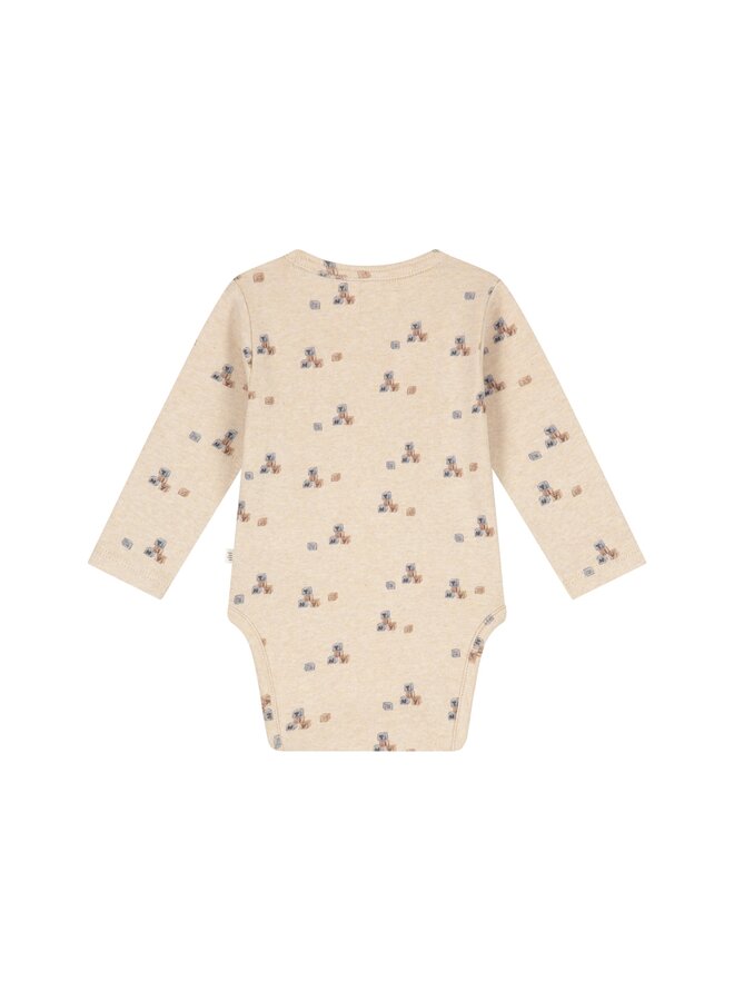 A Tiny Story - Baby romper long sleeve blocks - Beige melange