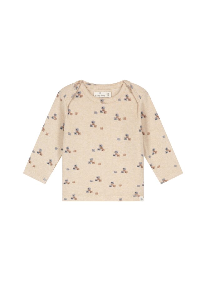 A Tiny Story - Baby t-shirt long sleeve blocks - Beige melange