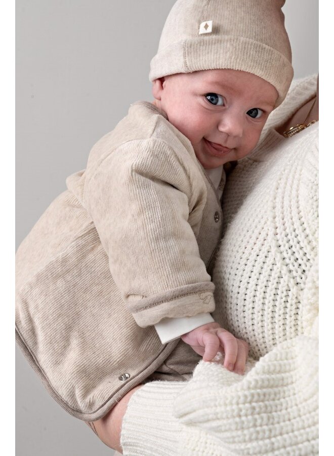Feetje - Mutsje velours rib - The cuddle company - Taupe melange
