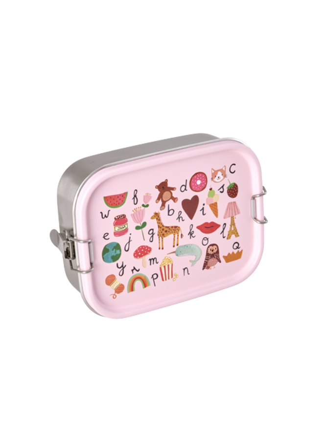 rice - Kleine roestvrijstalen lunchbox - Roze ABC print