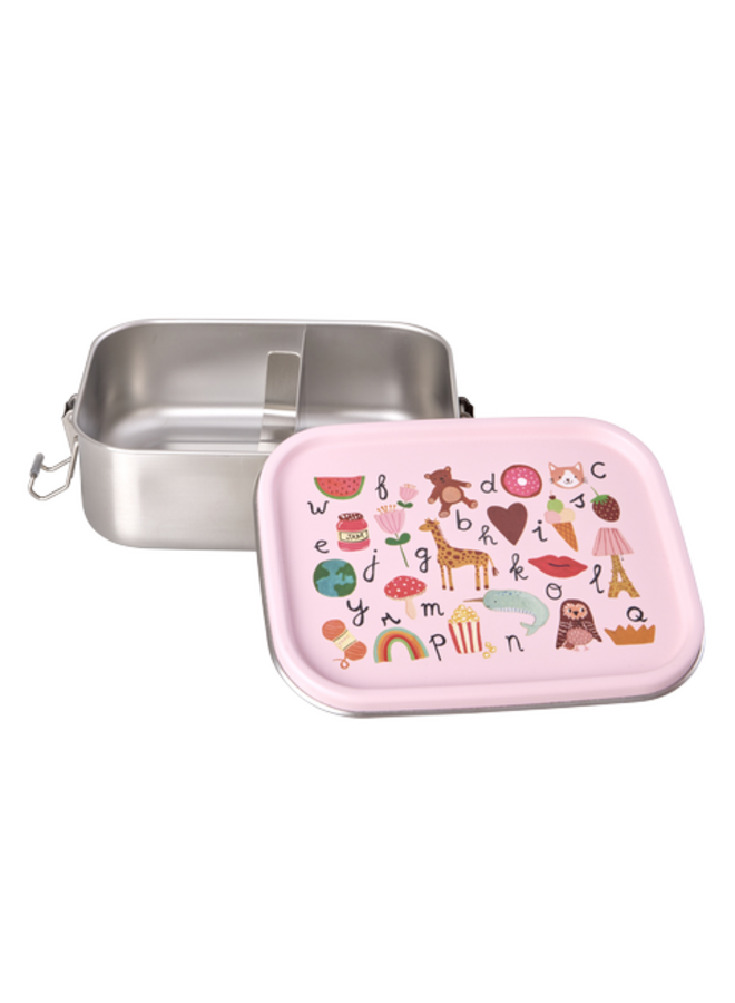 rice - Kleine roestvrijstalen lunchbox - Roze ABC print
