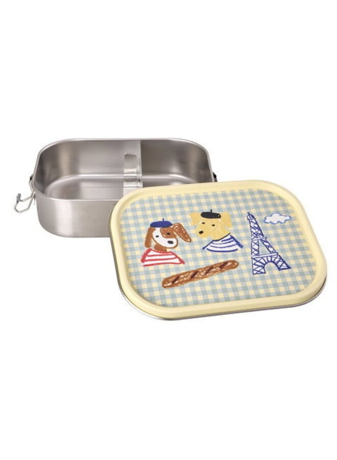 Grote roestvrijstalen lunchbox - Zacht blauw Paris print