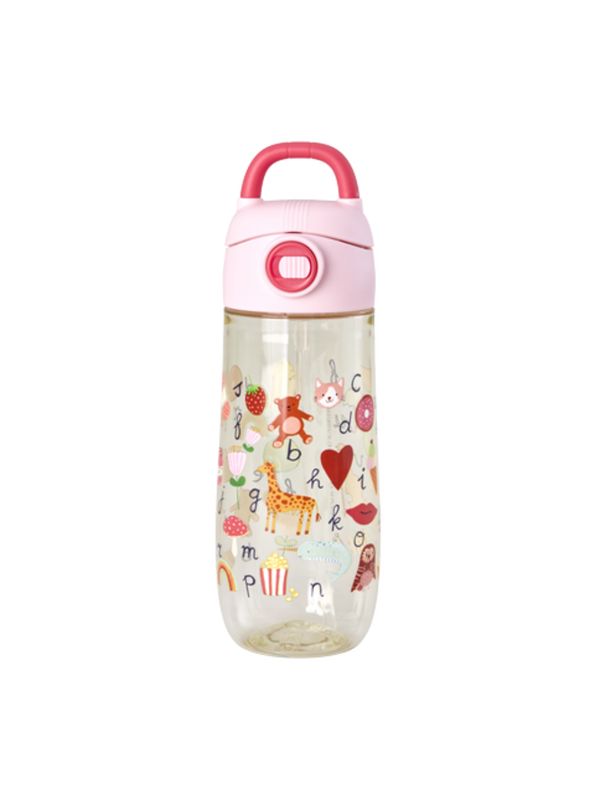 rice - Drinkfles - Roze ABC print