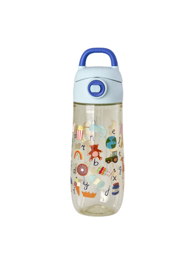 Drinkfles - Blauw ABC print
