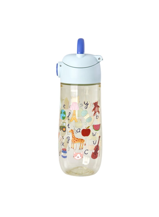 rice - Drinkfles - Blauw ABC print