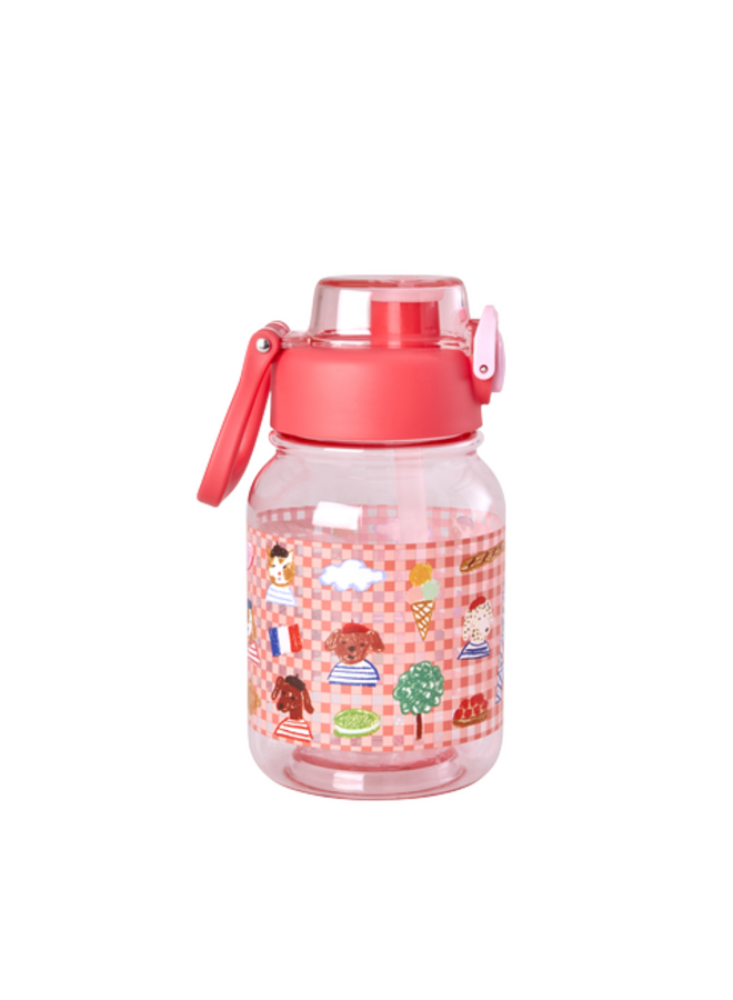 Grote drinkfles - Rood Paris print
