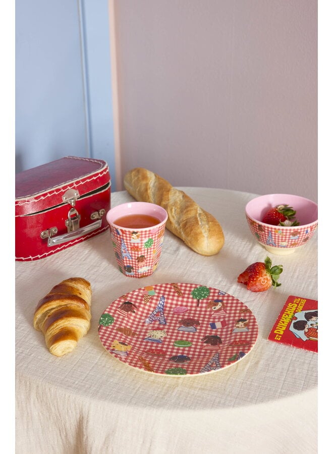 rice - Rond kinderbord - Rood Paris print