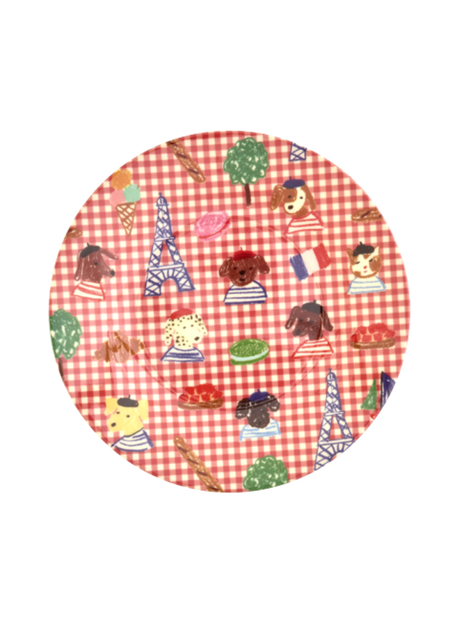 Rond kinderbord - Rood Paris print