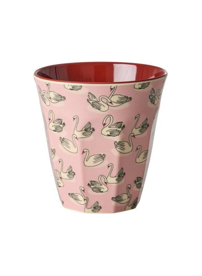 Medium melamine beker - Rabarber roze swan in Paris