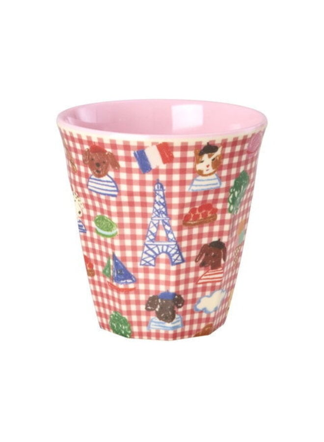 rice - Medium melamine beker - Rood Paris print