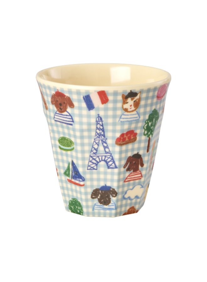Medium melamine beker - Zacht blauw Paris print