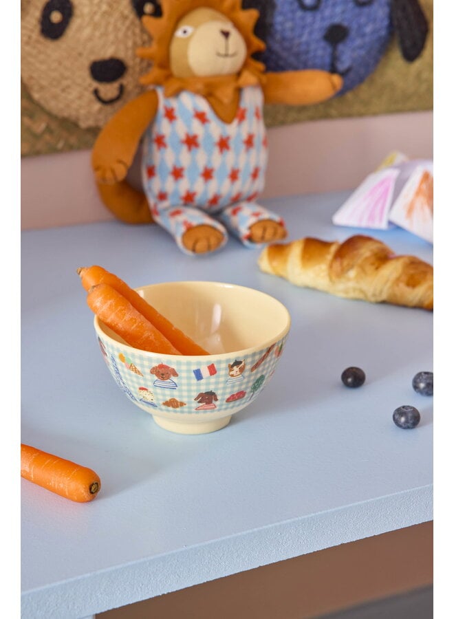 rice - Kleine melamine kom - Zacht blauw Paris print