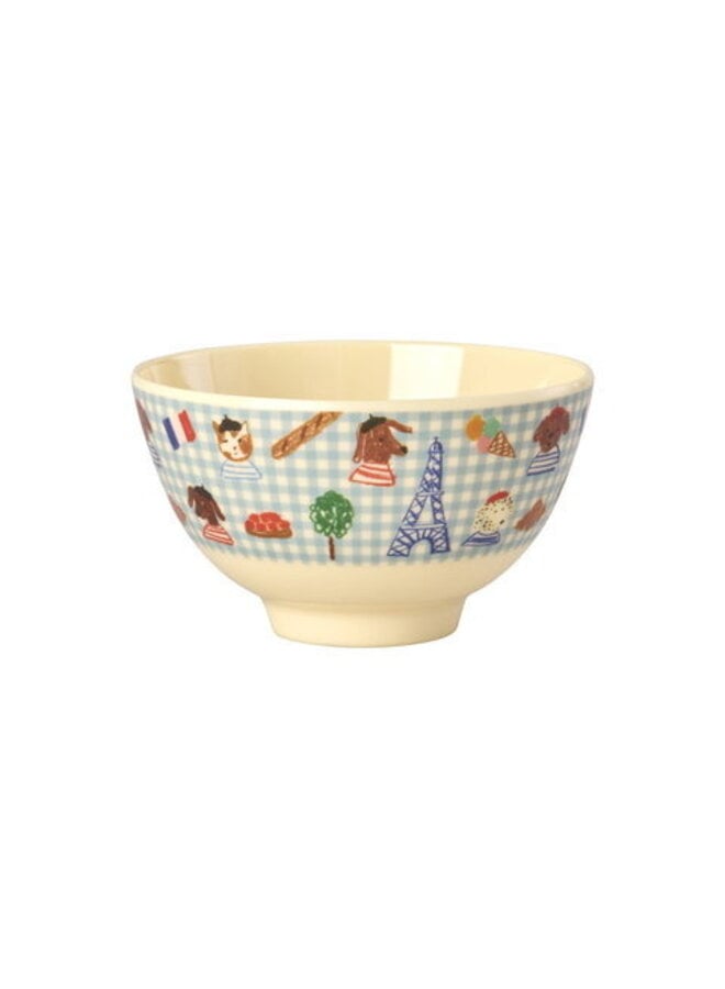 rice - Kleine melamine kom - Zacht blauw Paris print