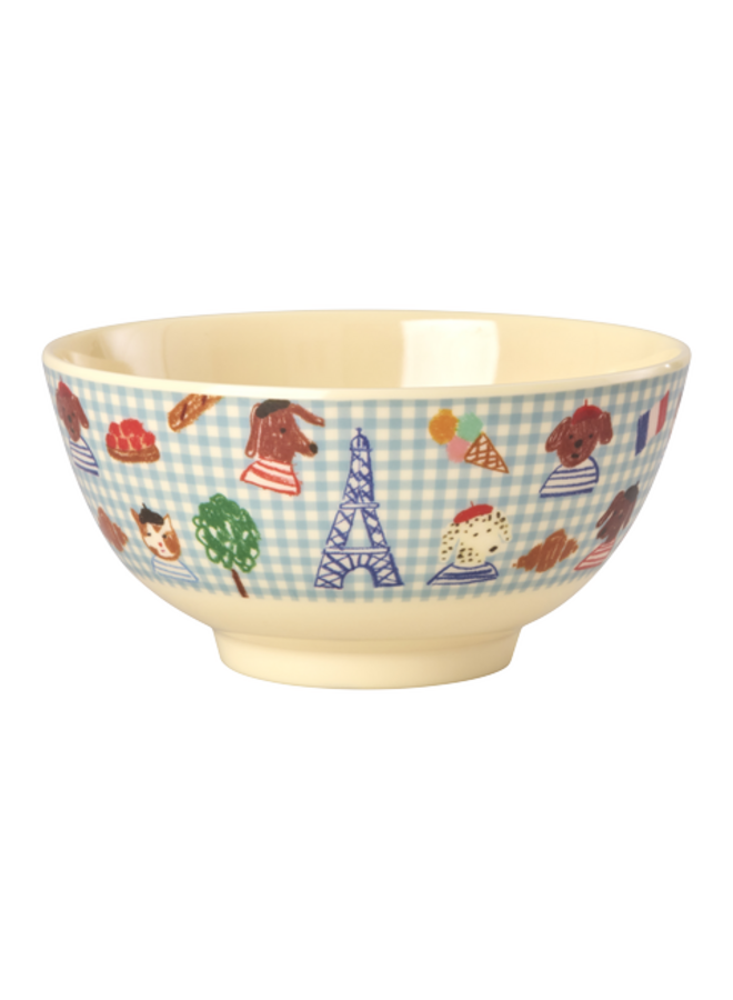 rice - Medium melamine kom - Zacht blauw Paris print