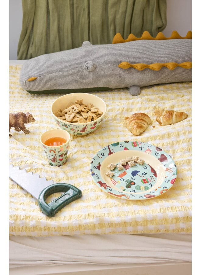 rice - Medium melamine kom - Blauw ABC print