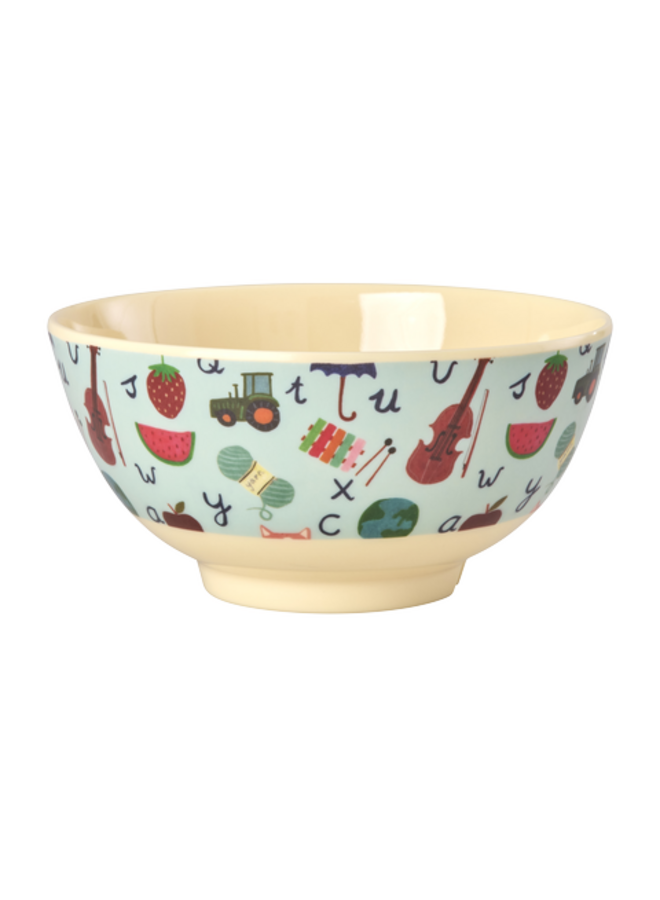 rice - Medium melamine kom - Blauw ABC print