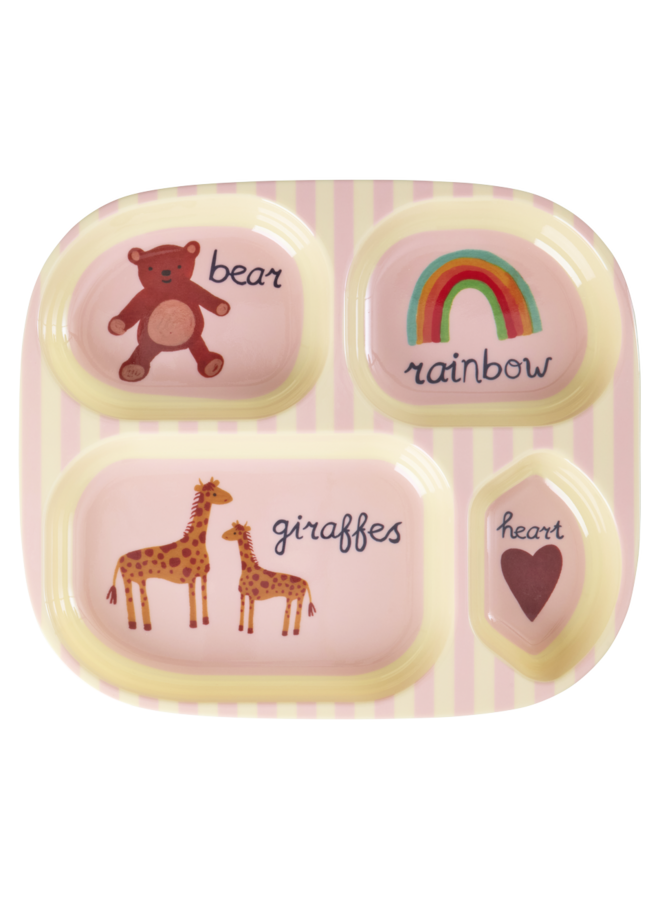 Kinderbord met 4 compartimenten - Roze ABC print