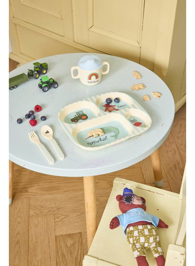 rice - Kinderbord met 4 compartimenten - Blauw ABC print