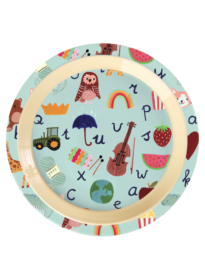 rice - Kinderbord - Blauw ABC print
