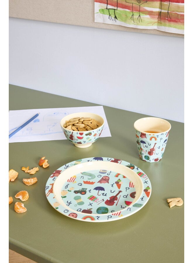 rice - Kinderbord - Blauw ABC print