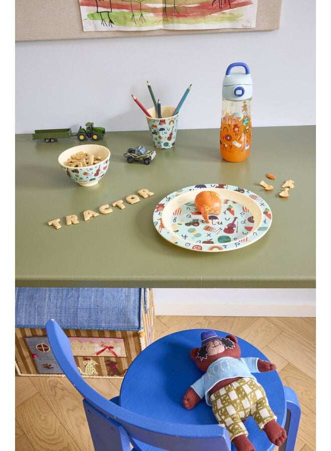 rice - Kinderbord - Blauw ABC print