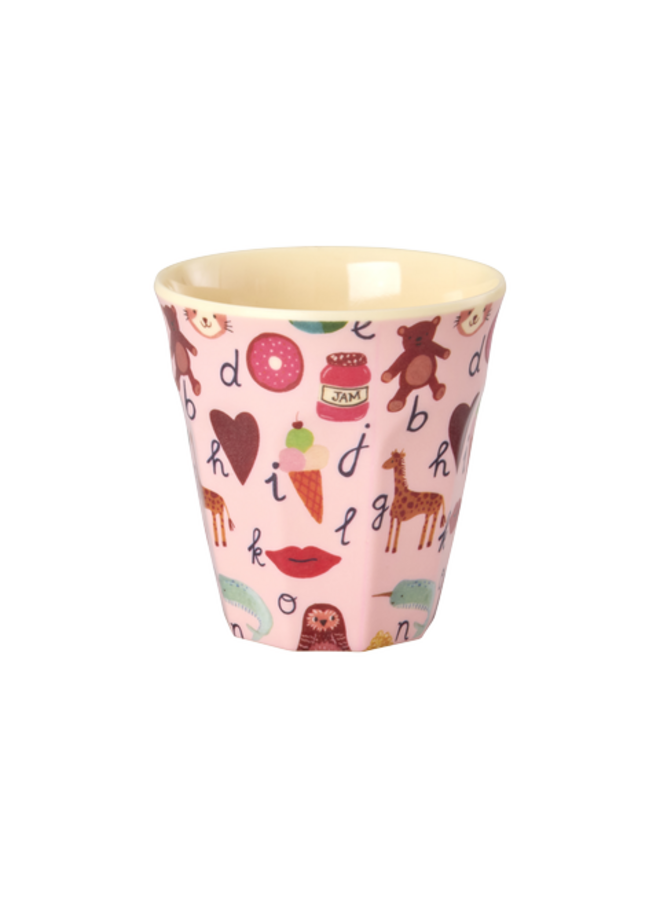 rice - Kleine melamine beker - Roze ABC print