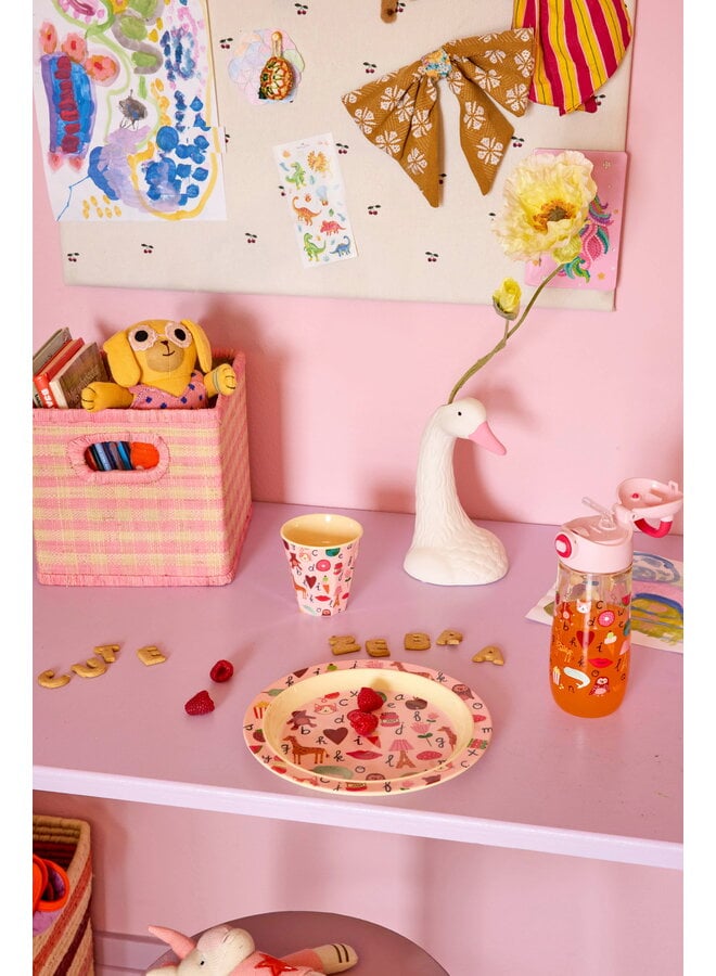 rice - Kleine melamine beker - Roze ABC print