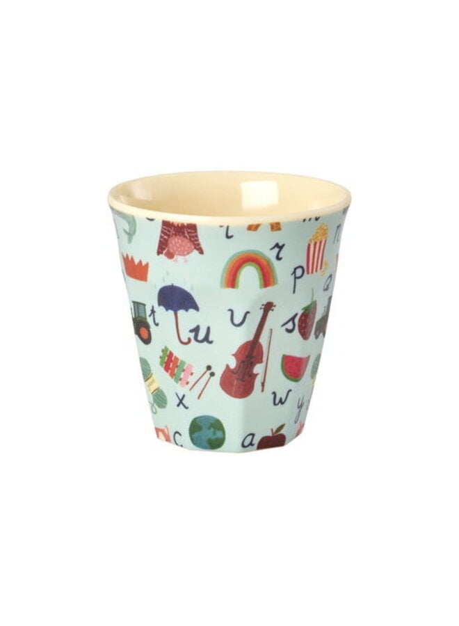 Kleine melamine beker - Blauw ABC print