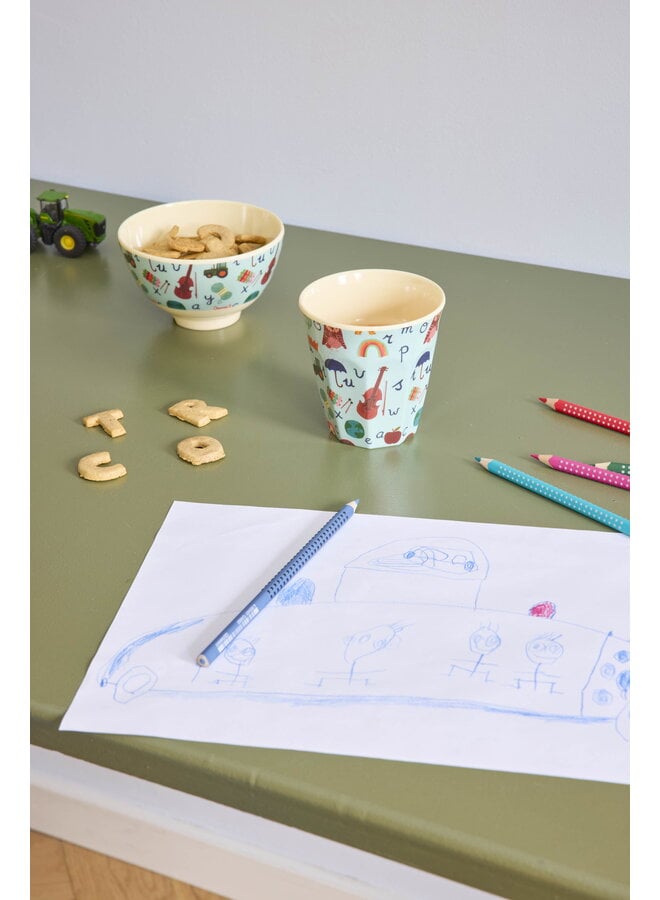 rice - Kleine melamine beker - Blauw ABC print