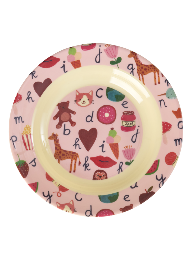 rice - Kinderschaaltje - Roze ABC print